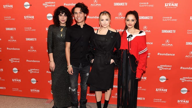 Director Desiree Akhavan and actors Forrest Goodluck, Chloë Grace Moretz and Sasha Lane attend the "The Miseducation Of Cameron Post" And "I Like Girls" Premieres during the 2018 Sundance Film Festival at Eccles Center Theatre on Jan. 22 in Park City, Utah.