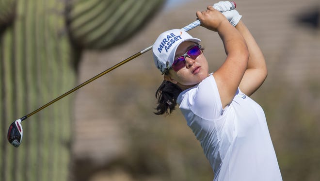 Sei Young Kim tees off during the final round of the LPGA Tour's JTBC Founder's Cup in Phoenix, Ariz. on Sunday, March 20, 2016.