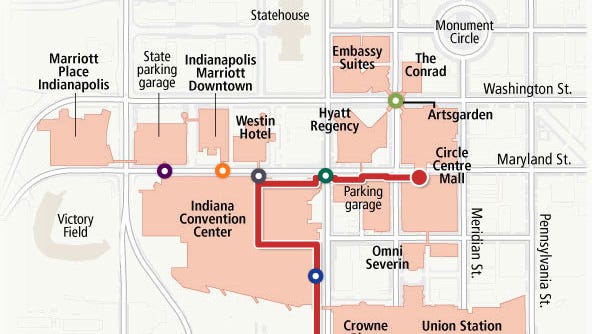 Indianapolis convention center skywalk map