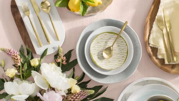 This golden flatware is perfect for the Thanksgiving table.