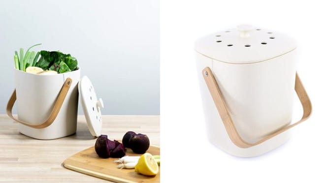 Keep your scraps out of sight with this bamboo bin.