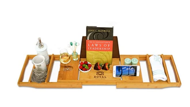 Take longer baths with a tray for your wine and books.
