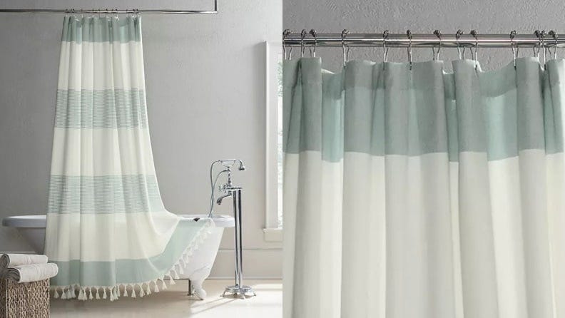 Fashion Shower Curtain set Red Lips With Black And White Stripe Bathroom Curtain 
