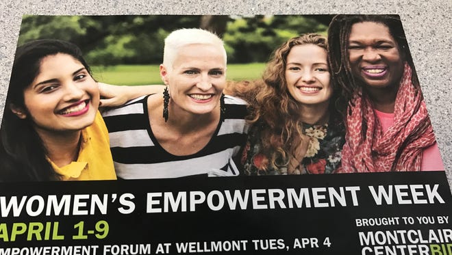 A postcard advertises Women's Empowerment Week in Monclair.