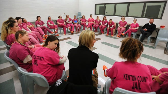 Women in an addiction program at the Kenton County jail participate in a group therapy session in 2016. Soon, inmates will get both therapeutic help and medication-assisted treatment with a program called Strong Start.
