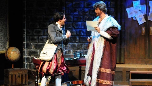 William Wilson (left) as Hamlet and David Dickinson as Dr. Faust in Southwest Shakespeare Company’s "Wittenberg," which puts those two fictional characters onstage with the original Protestant, Martin Luther.