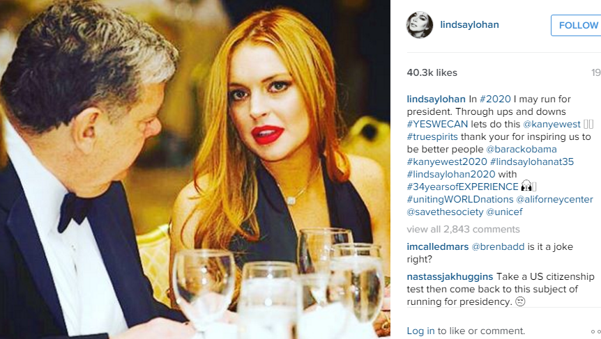 Really Lindsay Lohan For President In 2020