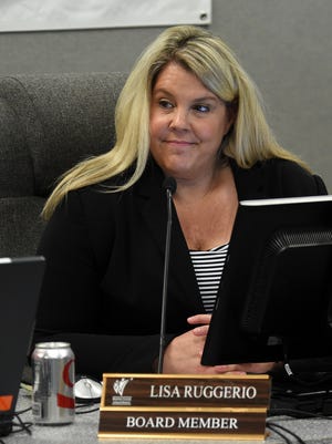 Board of Trustees member Lisa Ruggerio attends a Washoe County School District meeting in Reno on April 28, 2015.