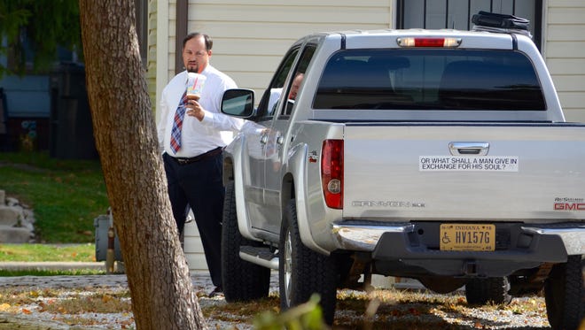 Robert Jaynes headed to his truck after a service Sunday, Oct. 25, 2015, at Irvington Bible Baptist Church.