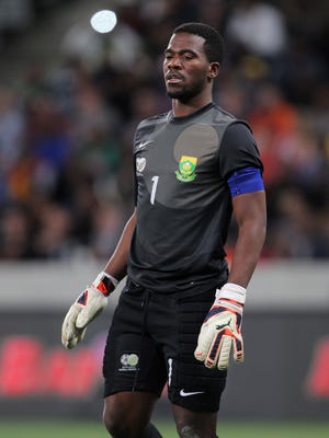 Senzo Meyiwa during an international match against Nigeria in September.