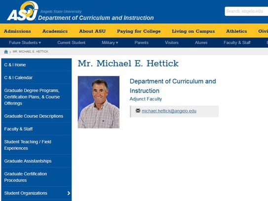 Angelo State University's website listed Michael E.