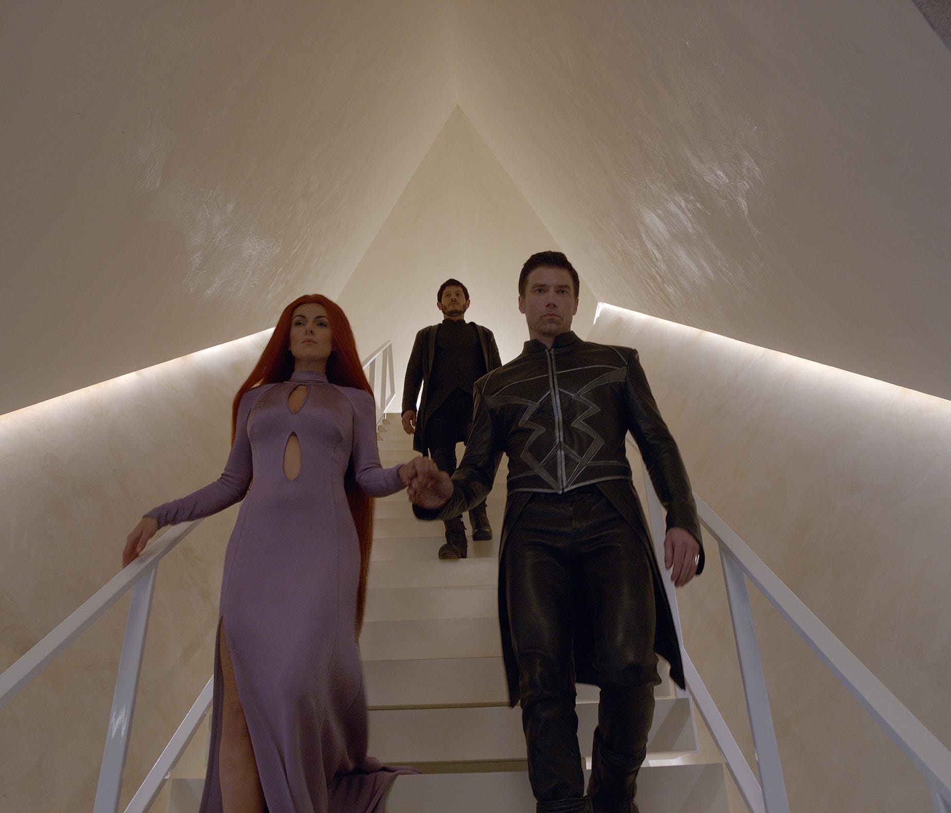 Serinda Swan as Medusa, Iwan Rheon as Maximus and Anson Mount as Black Bolt on 'Inhumans.'