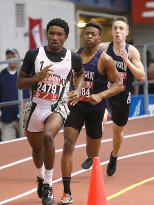 Suffern's Myles Solan, center and Anthony Misko competes in the 600-meter run at The Armory Track and Field Invitational at The Armory in New York on Saturday, February 4, 2017.