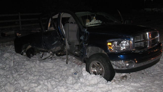 A 2007 Didge Ram pickup was involved in a crash Tuesday on North Van Dyke in Greenleaf Township.