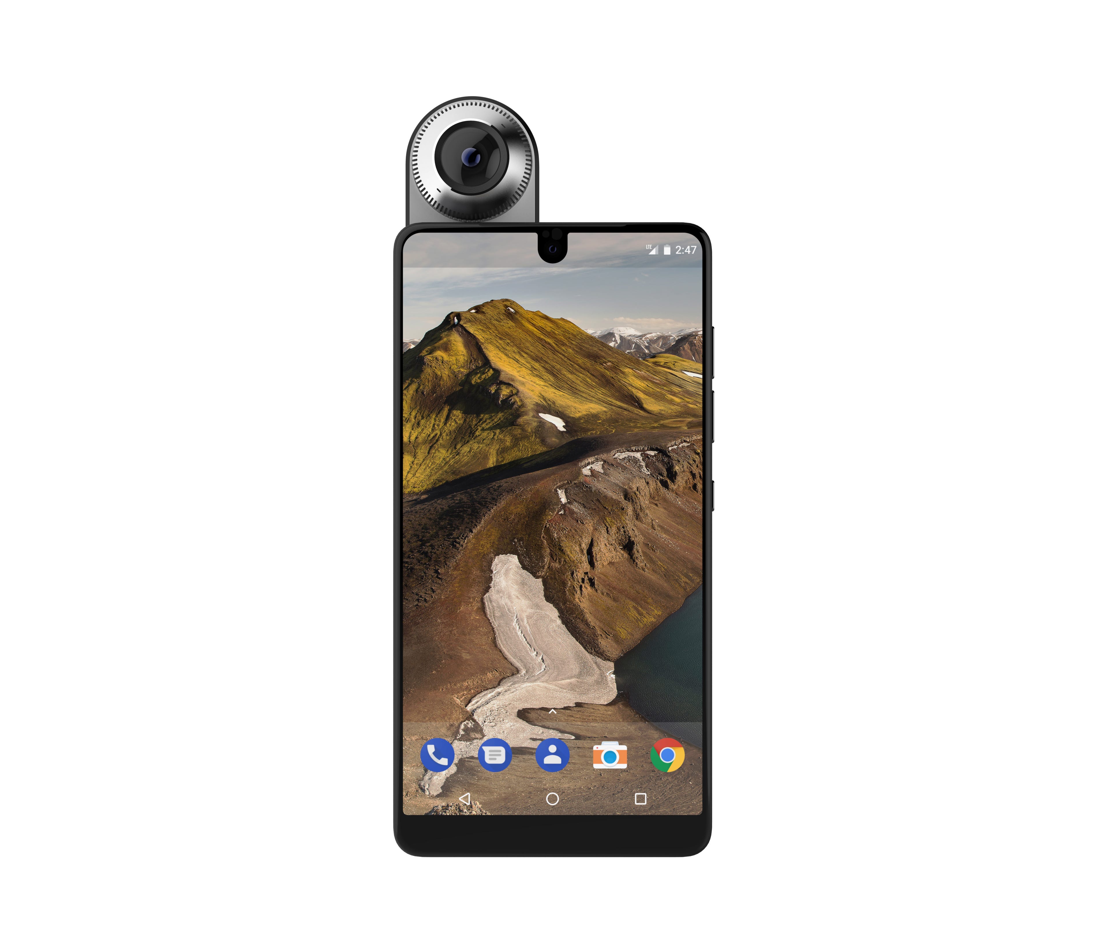 The Essential phone with its 360-degree accessory camera.