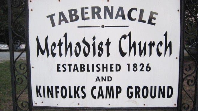 This sign stands outside Tabernacle United Methodist Church on Highway 79 toward Bells.