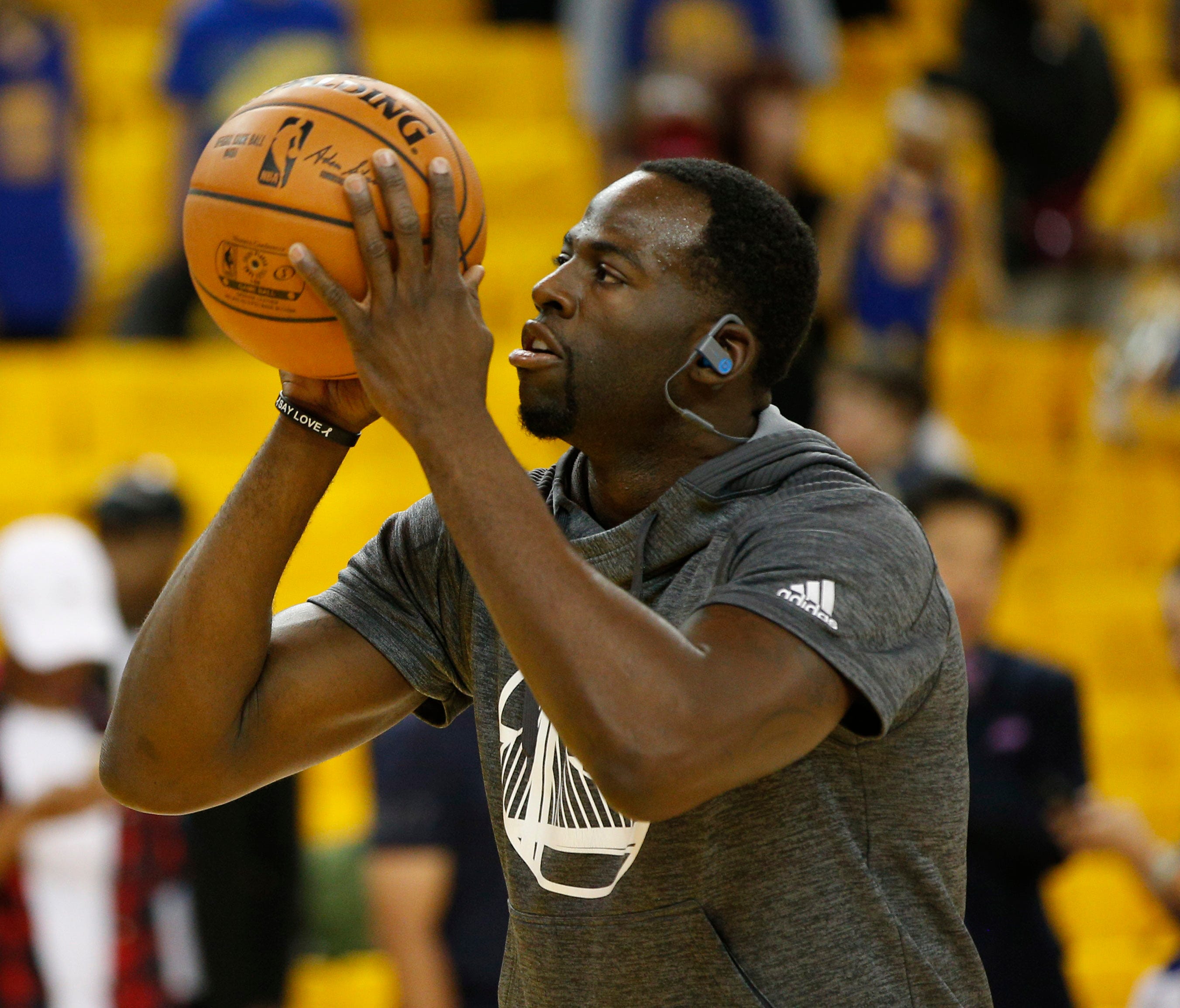Golden State Warriors forward Draymond Green warms up before Game 2 of the 2017 NBA Finals against the Cleveland Cavaliers.
