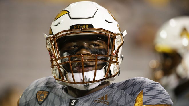 Arizona State defensive lineman Tramel Topps against UCLA during PAC-12 action on Saturday, Oct. 8, 2016 in Tempe, Ariz.