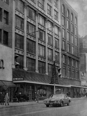 Edwards & Son, which was located on East Main Street near the corner of St. Paul Street, is seen on the day before it closed in this 1972 photo.