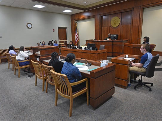A teen court held at Caddo Juvenile Court Monday night.