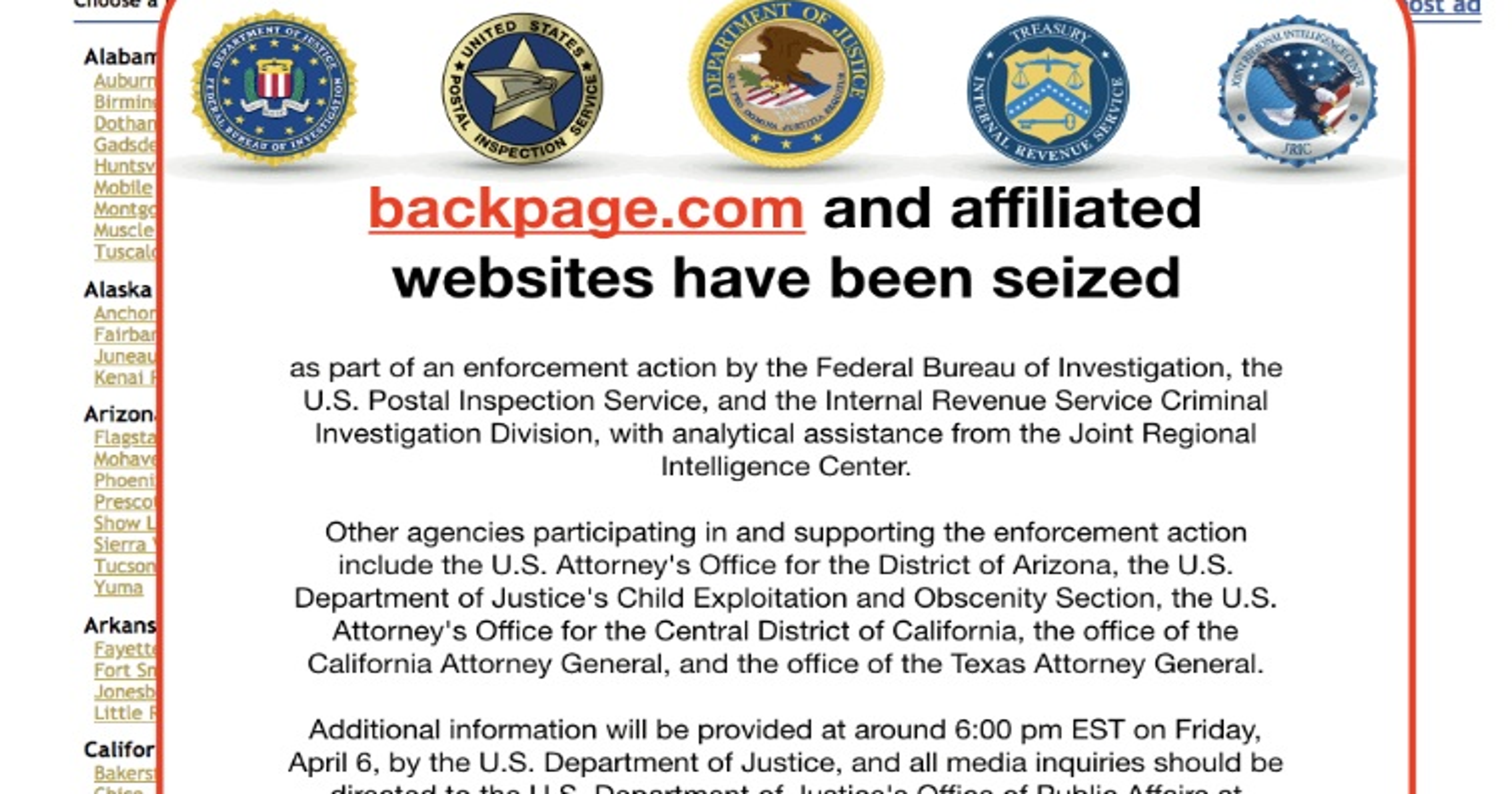 Backpage Seized Fbi Raids Founder S Home As Website Shutdown