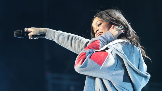 Rihanna performs at the March Madness Music Festival.