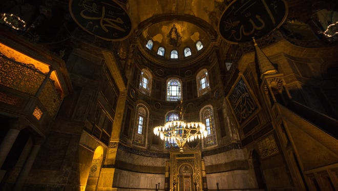 The interior of the Hagia Sophia Museum in Istanbul