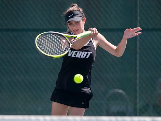 Marina Lombardo, of Bishop Verot High School, plays
