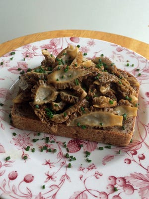 Mushrooms on toast is a British classic that plays well in Wisconsin during morel season.