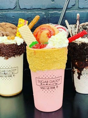 Sugar Daddy Bakery in the Sault is famous for their loaded shakes, which are topped with their signature products. Often these shakes feature their in-house goods, such as the strawberry roll or their doughnuts.