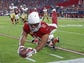 Cardinals receiver Larry Fitzgerald dives for a first