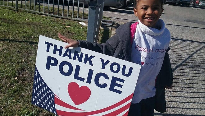 Rosalyn Baldwin, an 8-year-old from Louisiana, is traveling across the country on a mission to hug police officers. She recently paid a visit to the Cincinnati Police Department.