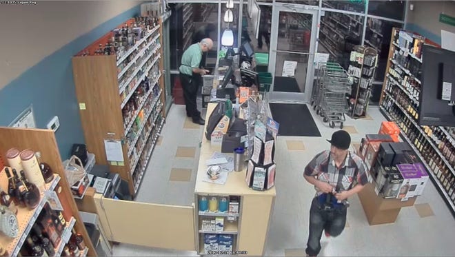 Sebastian police said a man, seen at right, suspected of robbing a Publix Liquors store on Sebastian Boulevard twice over the weekend has been arrested.