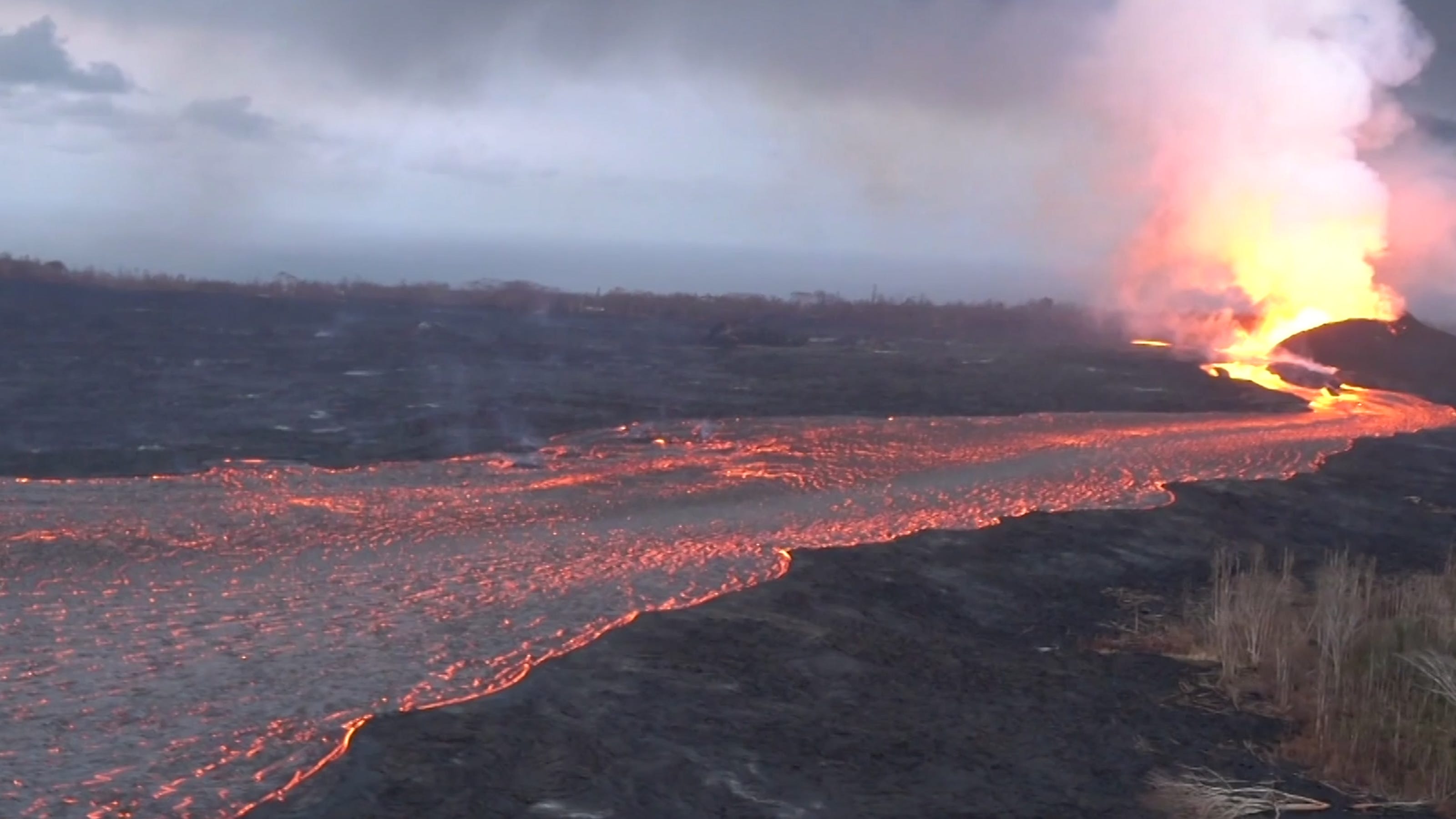 Lava river moving fast through Hawaii