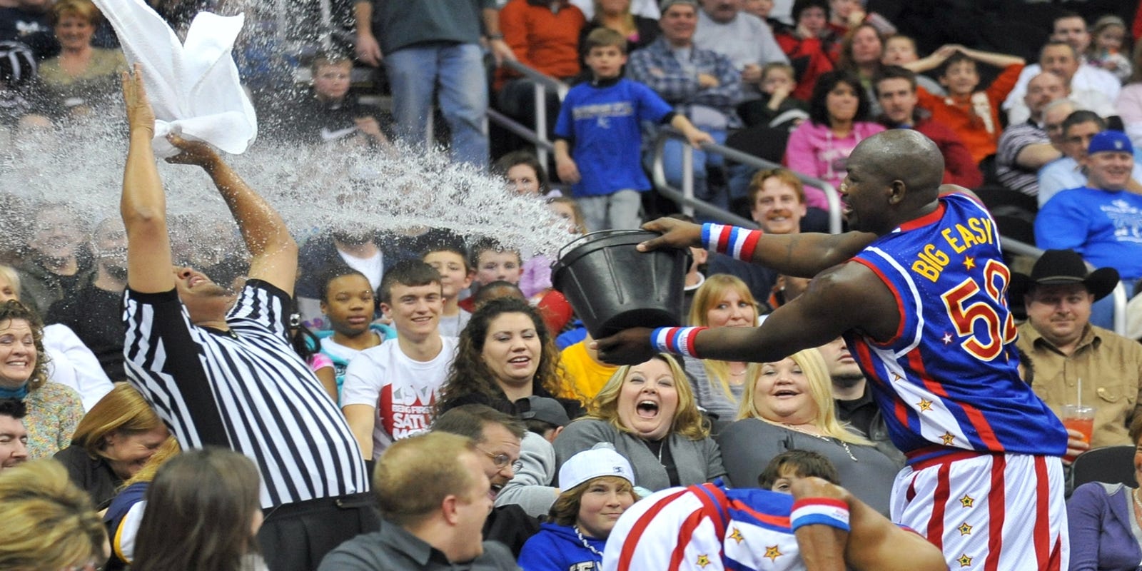 Globetrotters Bench Water Bucket Skit For Flint Show