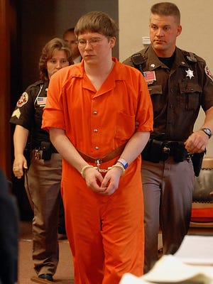 Brendan Dassey is escorted into court for his sentencing Aug. 2, 2007, in Manitowoc, Wis. The 7th U.S. Circuit Court of Appeals in Chicago heard  the state of Wisconsin's appeal of a federal magistrate judge's ruling that overturned Dassey's conviction.