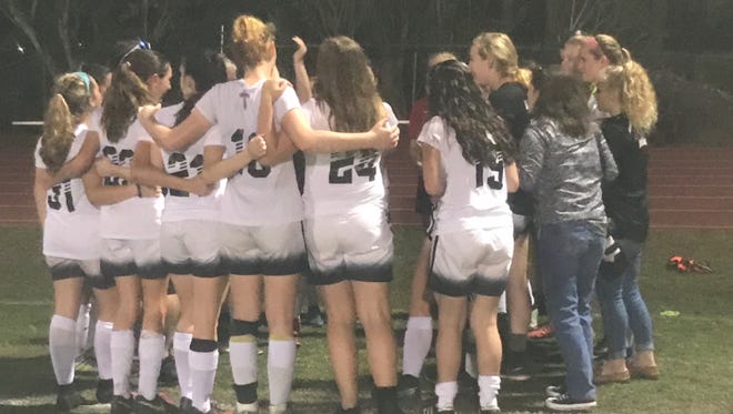 The ECS girls soccer team after beating Canterbury on Friday night.