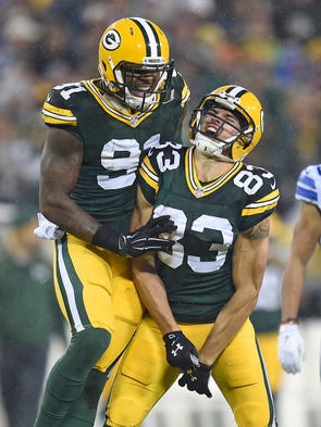 Green Bay Packers wide receiver Jeff Janis (83) celebrates