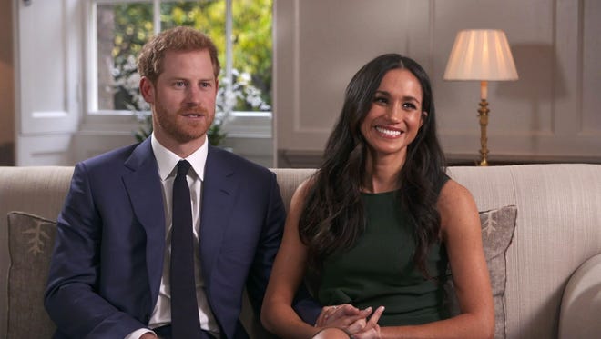 Prince Harry and Meghan Markle in their first TV interview as an engaged couple, Nov. 27, 2017, in London.