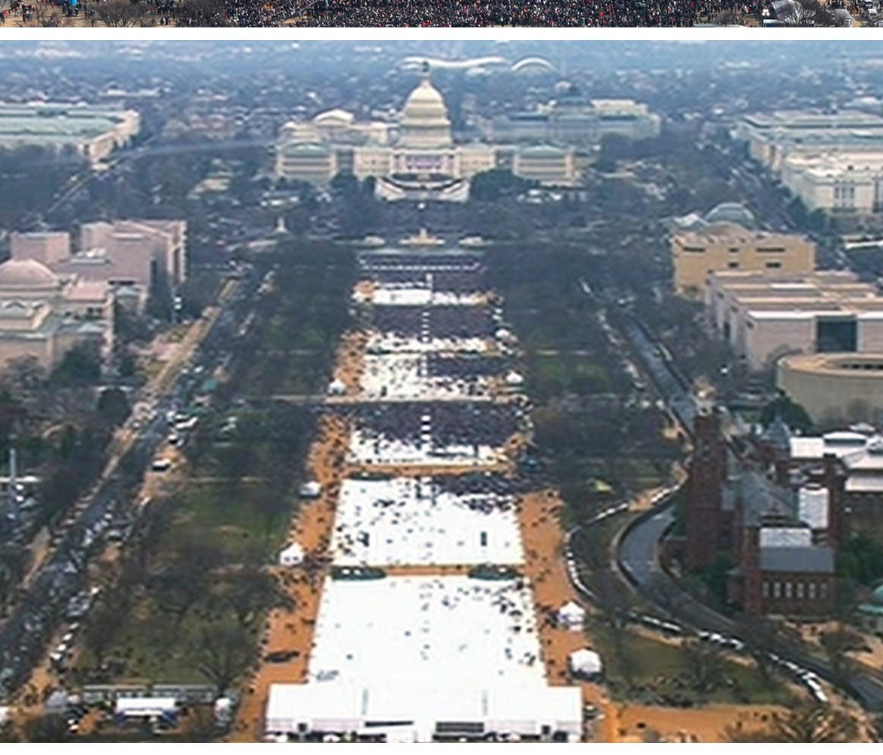 The National Park service released photos from President Trump's inauguration and former president Barack Obama's two inaugurations.