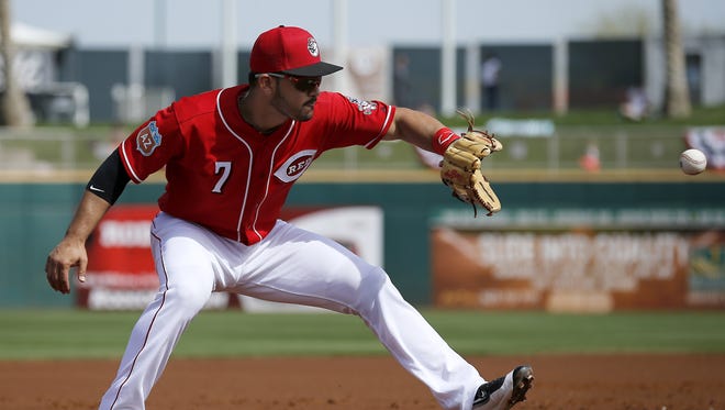 Eugenio Suarez is trying to improve on his surprisingly good offensive season last year, while getting used to playing third base.