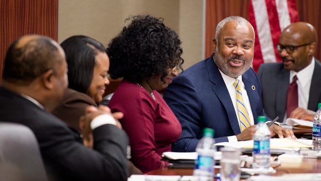Quinton Ross, Alabama State University president, speaks during the ASU Board of Trustees meeting on Wednesday, Nov. 8, 2017, at Alabama State University in Montgomery, Ala.