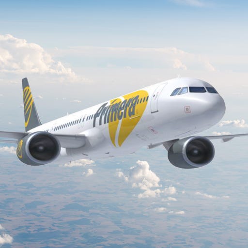 This rendering, provided by aircraft lessor AerCap, shows an Airbus A321in the colors of Primera Air.