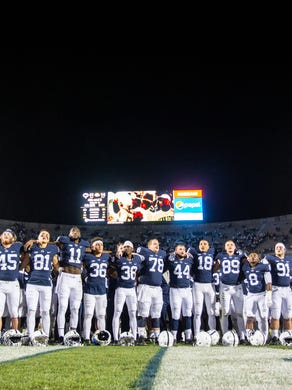 Penn State University Nittany Lions Football Players sing alma mater
Iowa Hawkeyes vs. Penn State Nittany Lions
Second Half - Beaver Stadium
Penn State University - State College, PA
November 5, 2016
