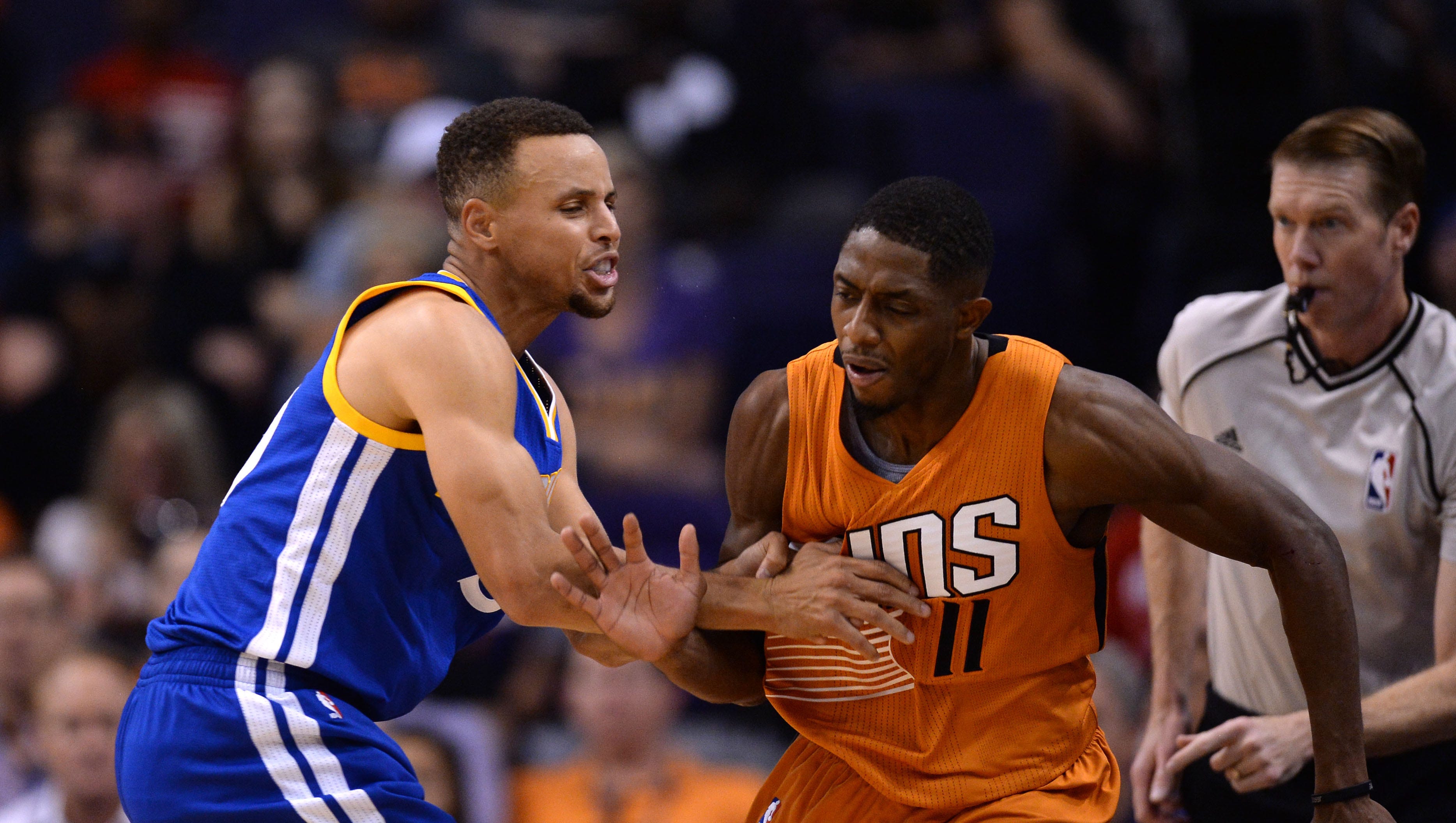 Steph Curry Fouls Suns Player Into The First Row