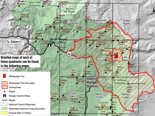 Fire Closes 117 000 Acres At Mount Jefferson For 2017 Solar Eclipse
