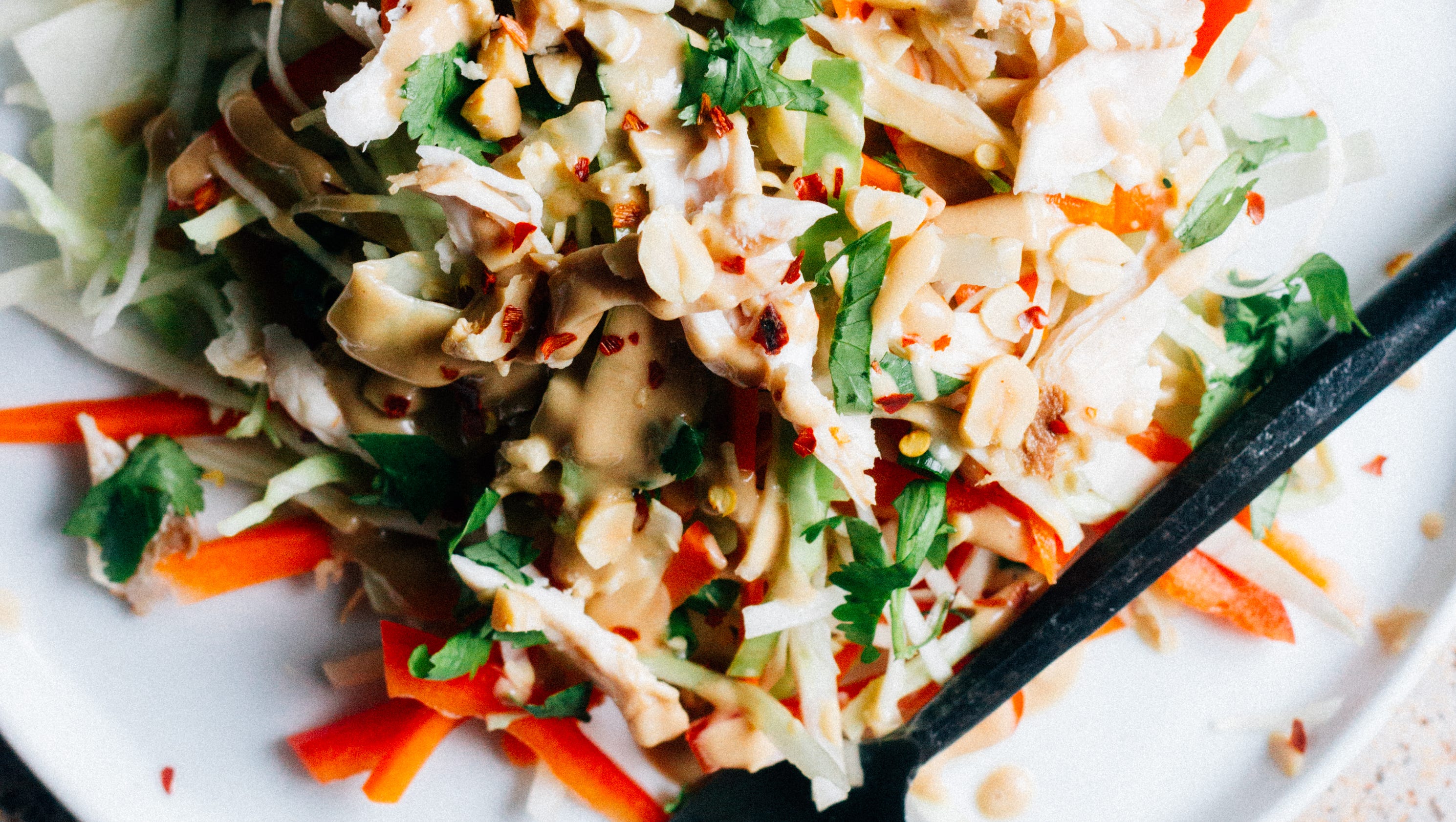 Thai Chopped Chicken Salad with Spicy Peanut Dressing
