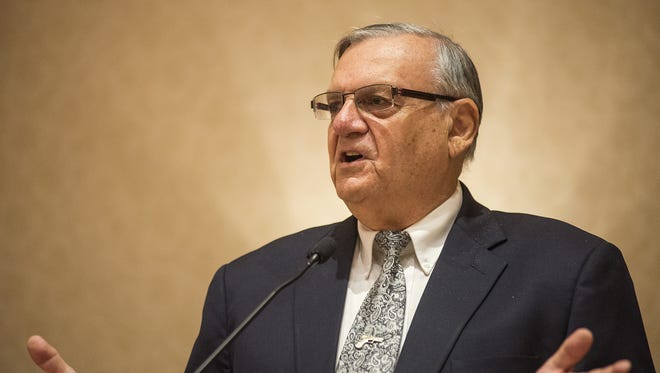 Sheriff Joe Arpaio speaks at the Marine Corps League National Convention at the Scottsdale Plaza Resort on Monday, Aug. 10, 2015.