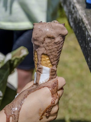 melting ice cream cone, chocolate, clour image