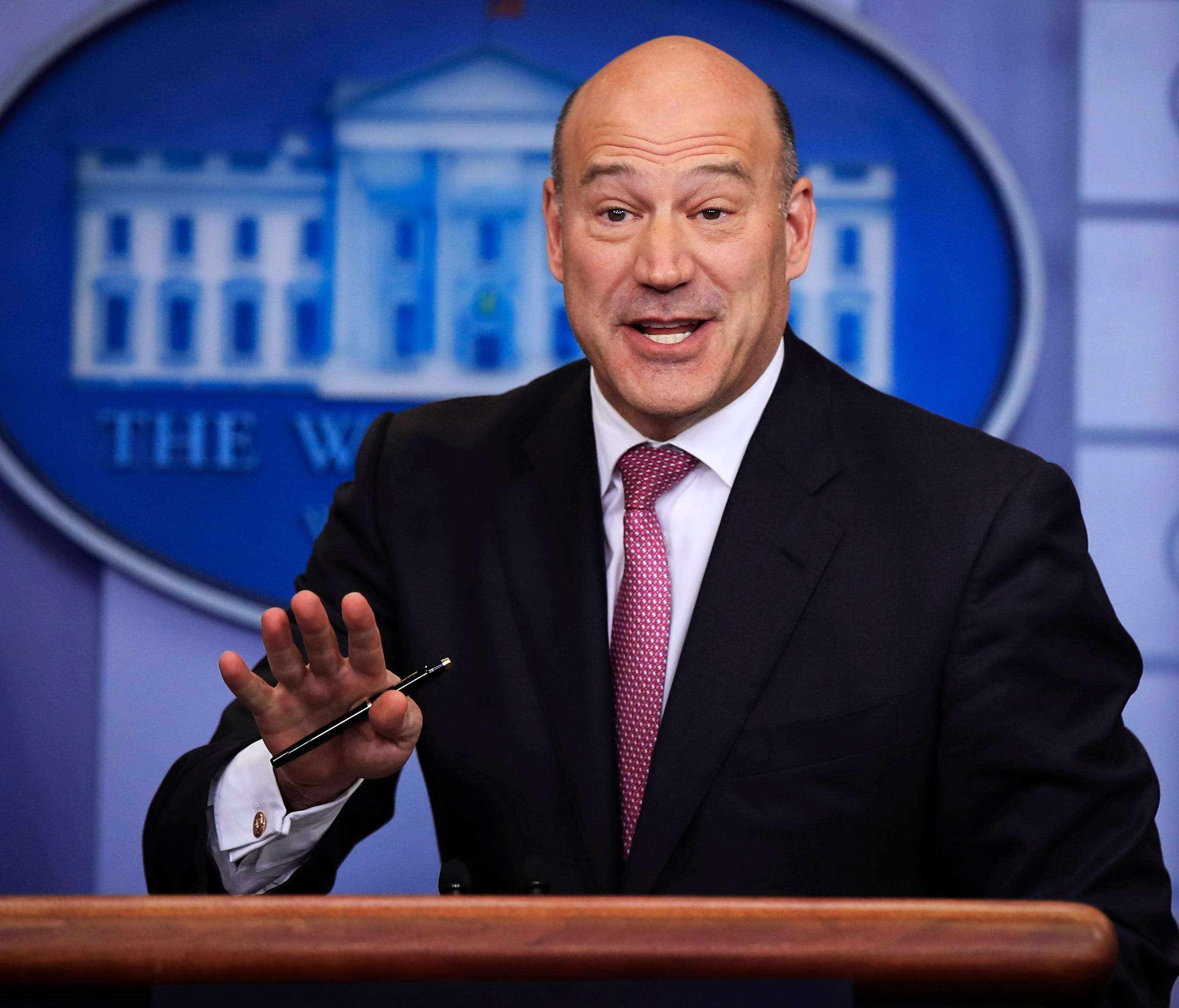 In this Jan. 23, 2018, file photo, then-White House chief economic adviser Gary Cohn, speaks to reporters during the daily press briefing in the Brady press briefing room at the White House, in Washington.